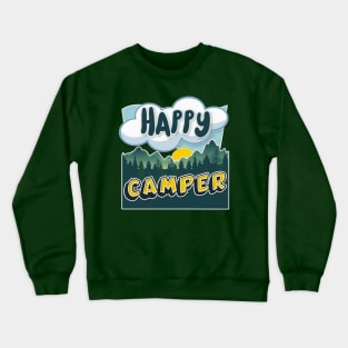 Happy Camper - Cool Graphic Illustration Camping Gift Crewneck Sweatshirt